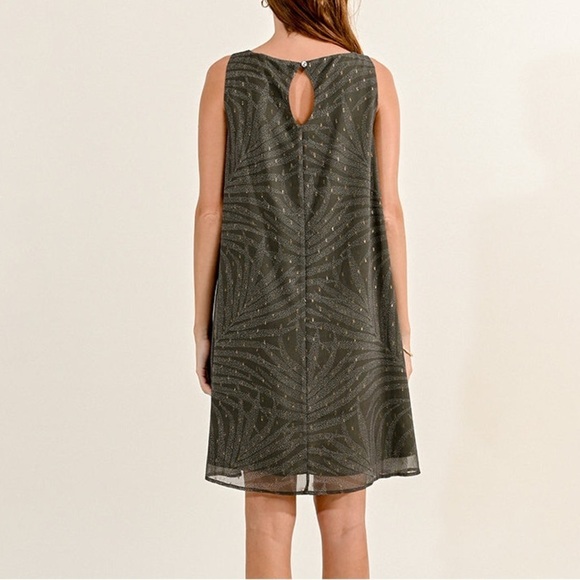 Molly Bracken Nwt Mini Flare Printed Dress ladies woven dress khaki Jena size S - Picture 2 of 10